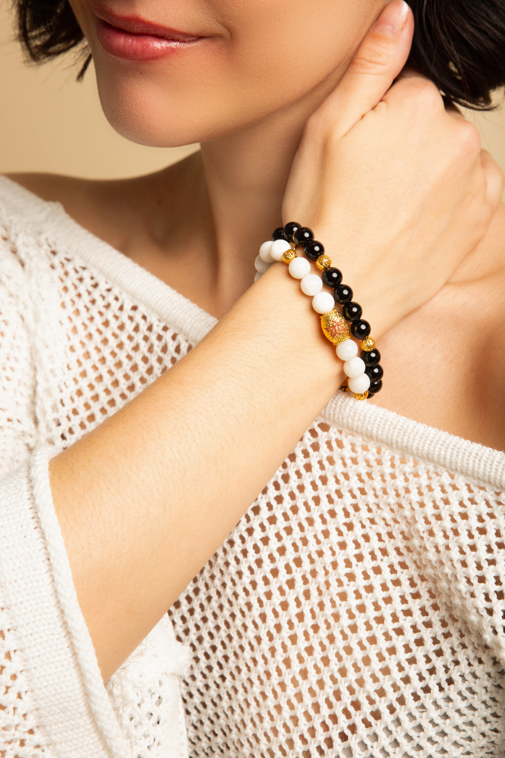 Illumination & Creativity Lotus Beaded Moonstone Bracelet – 18K Gold Plated Healing Crystal Jewelry