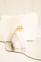 Illuminate Lotus Ring – White Topaz Pavé – 18K Gold Plated Spiritual Jewelry
