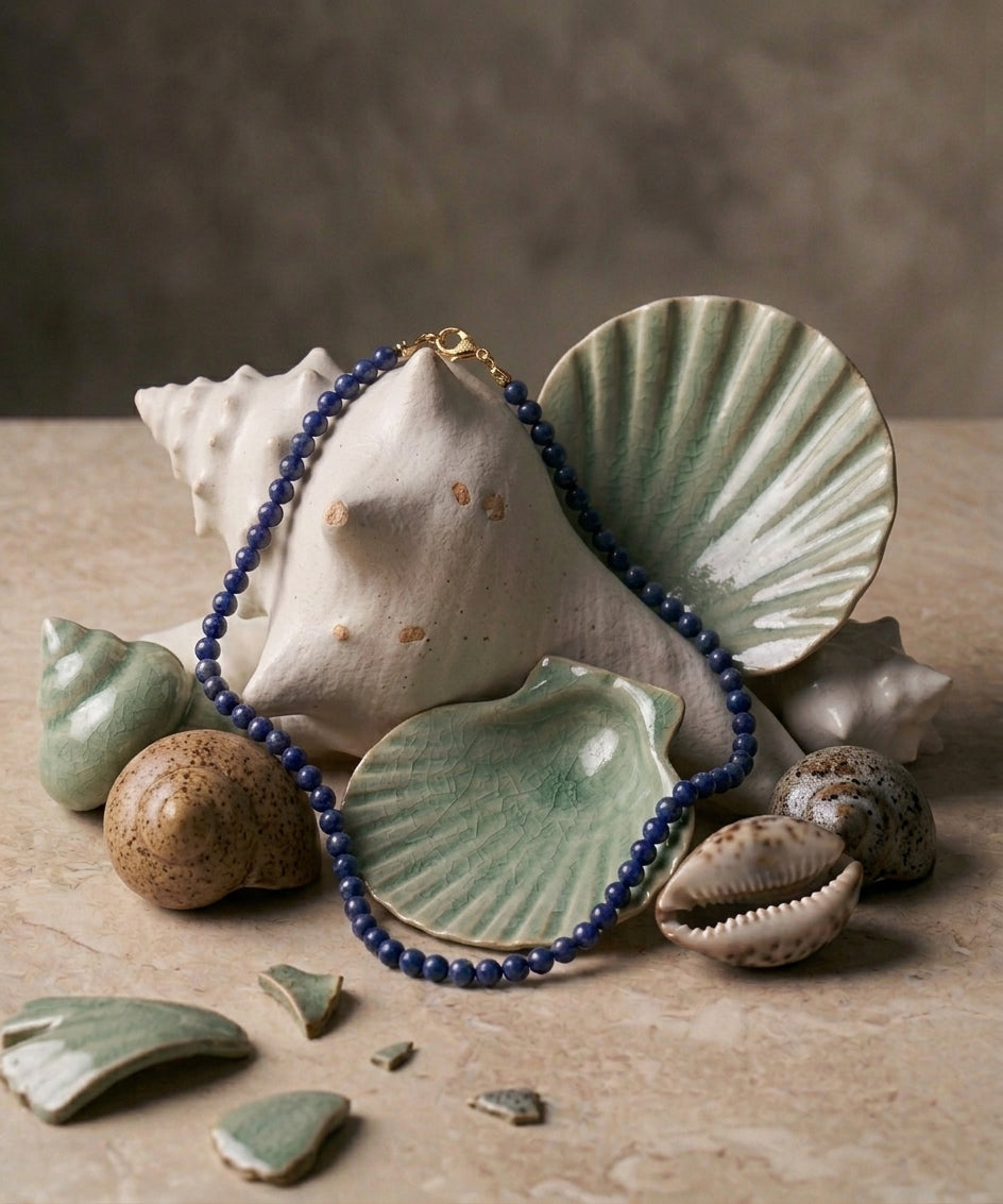 Lapis Lazuli Intuition Choker, White Rhodium