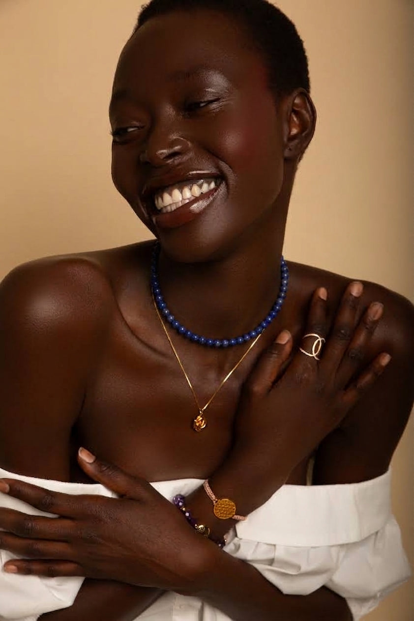 Lapis Lazuli Intuition Choker, White Rhodium