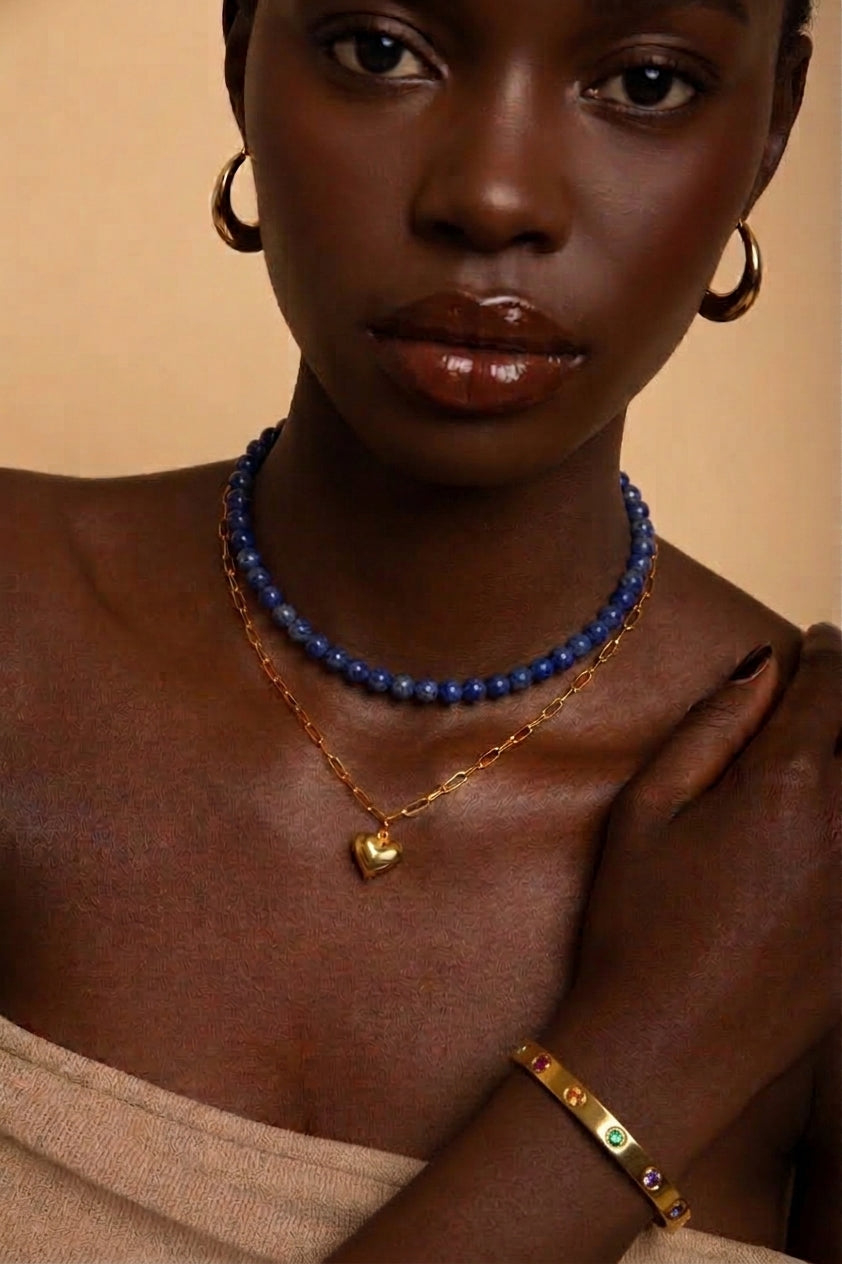 Lapis Lazuli Intuition Choker, White Rhodium