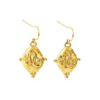 Leo Zodiac Dangle Earrings in 18k Gold | Vintage Style Jewelry