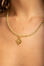 Gargantilla Zodíaco Leo – Joyas del Horóscopo en Peridoto con Baño de Rodio Blanco