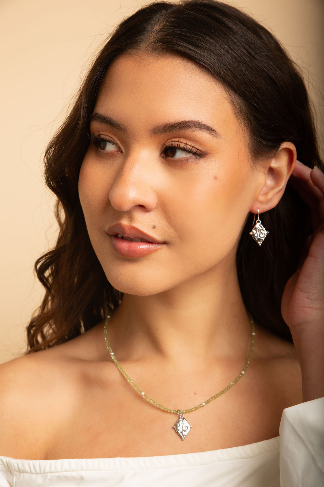 Leo Vintage Style Dangle Earrings - White Rhodium Plated