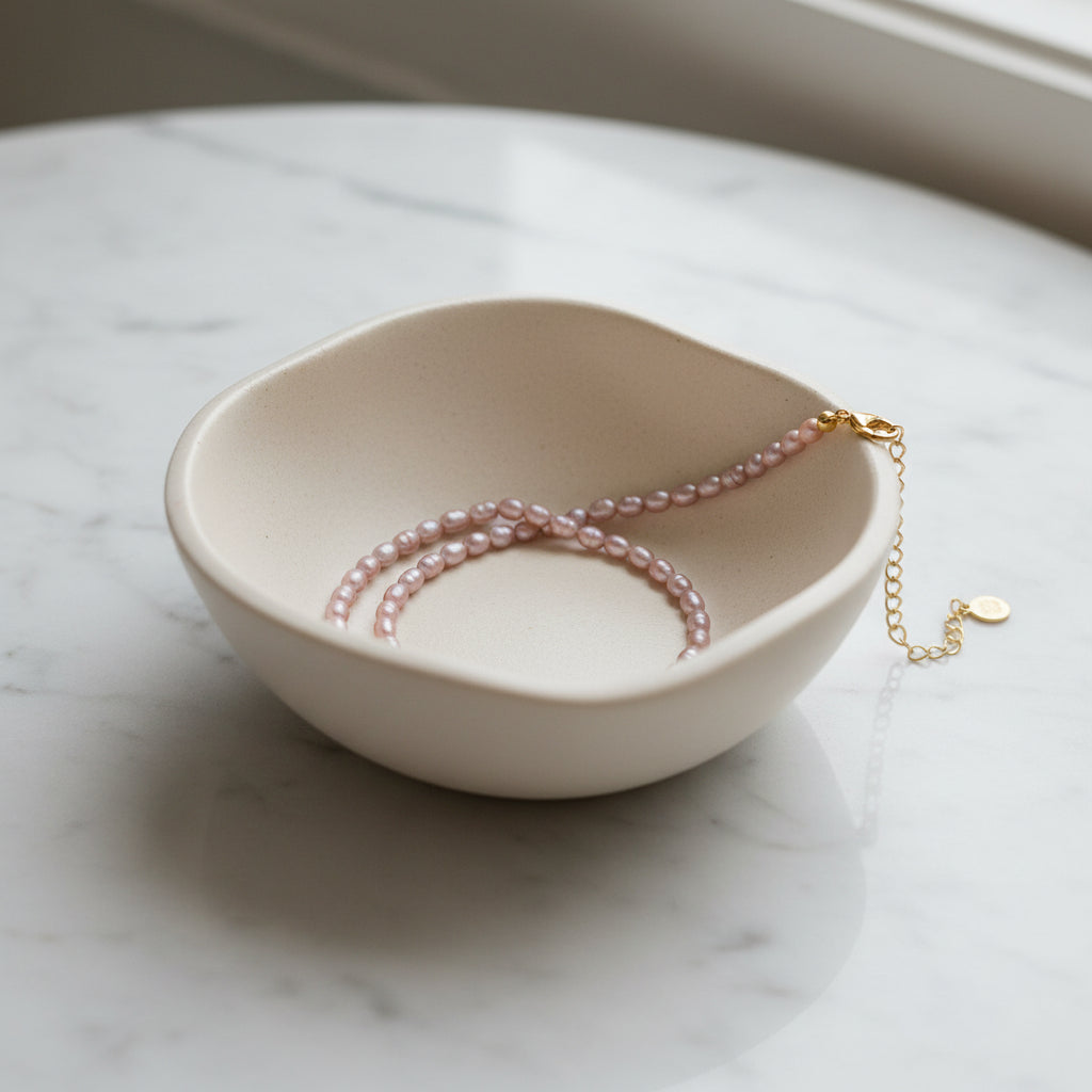 Blush Pink Freshwater Baroque Pearl Choker | Enhance Your Sacred Rose Aura | White Rhodium