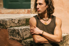 Sacred Earth Talisman Necklace | Brown Inlaid Bone Beads | African Turquoise | Spiritual Healing Necklace | Gold Plated