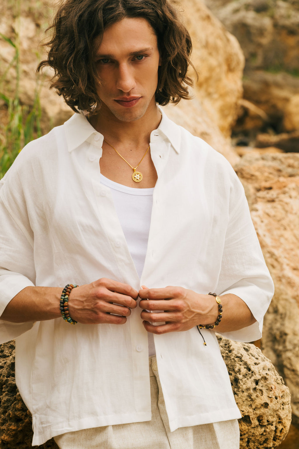 Terra Ascension Bracelet | Sandalwood Beads | African Turquoise | Spiritual Healing Bracelet