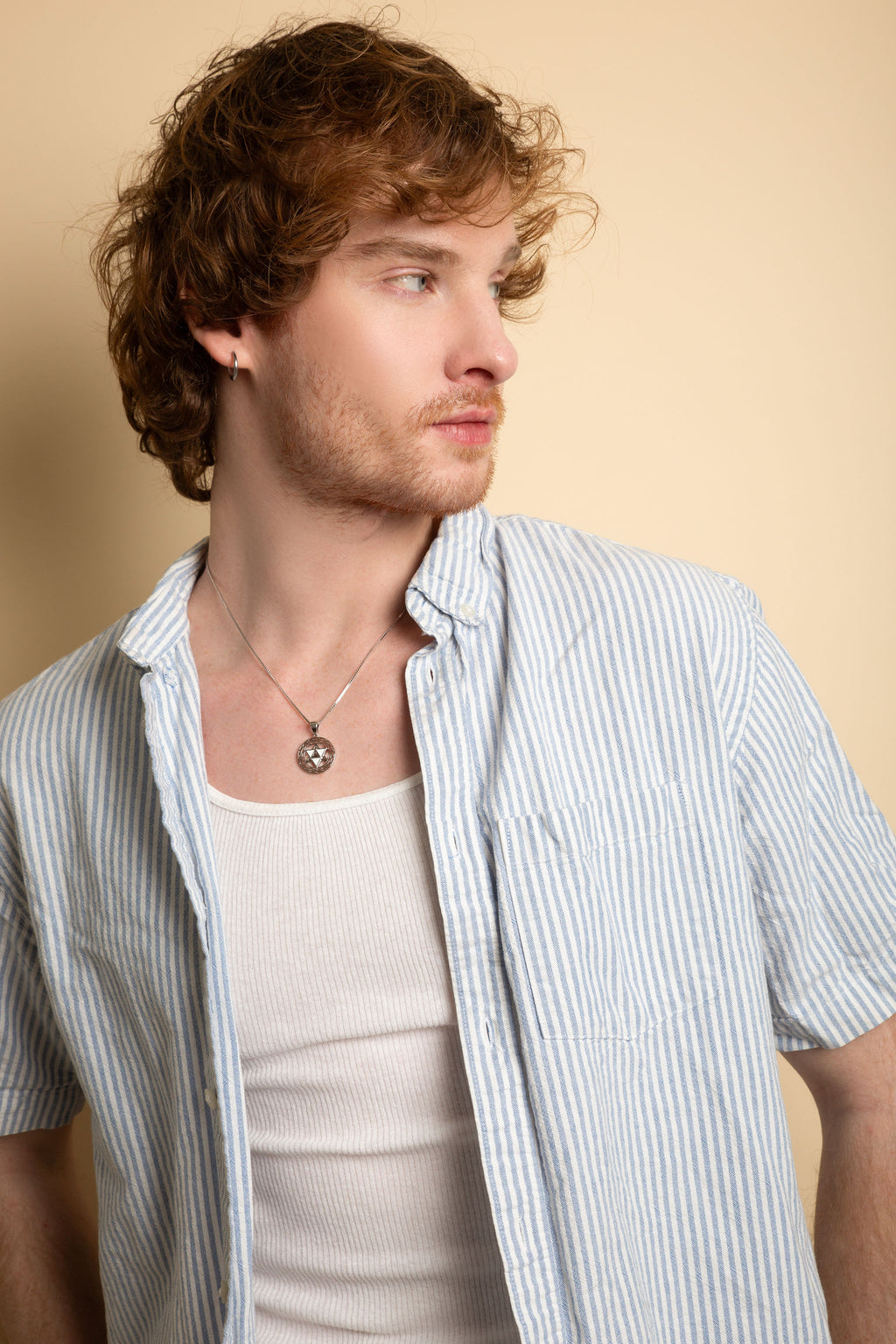Merkaba Star Spiritual Ascension Necklace – 18K Gold with White Enamel