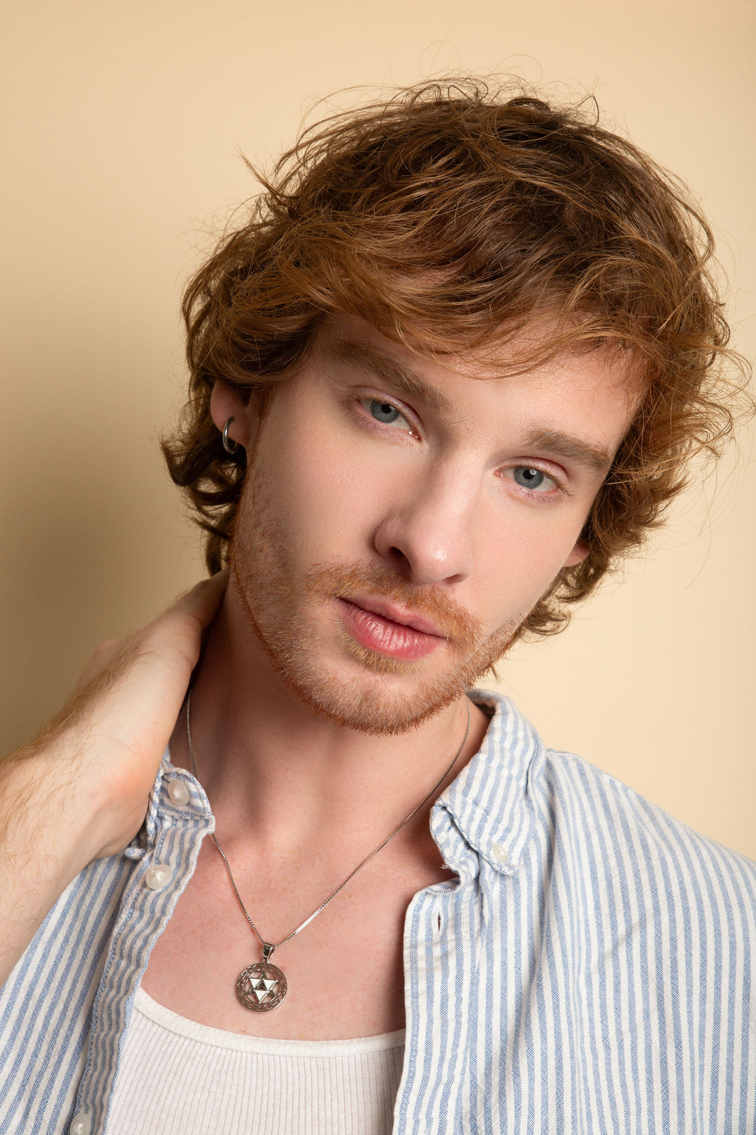 Merkaba Star, Spiritual Ascension Necklace, White Rhodium with White Enamel