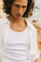 Collar Merkaba Estrella Ascensión Espiritual – Oro 18K con Esmalte Blanco