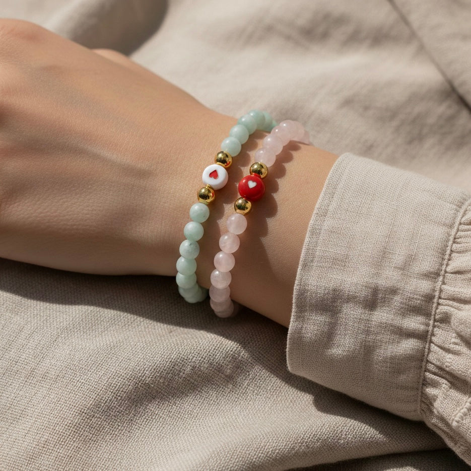 Morganite Heart Bracelet for Love & Glow in Gold | Spiritual Healing Jewelry