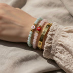 Pulsera de Corazón de Piedra Lunar Verde para Equilibrio y Resplandor Dorado | Joyería de Sanación Espiritual