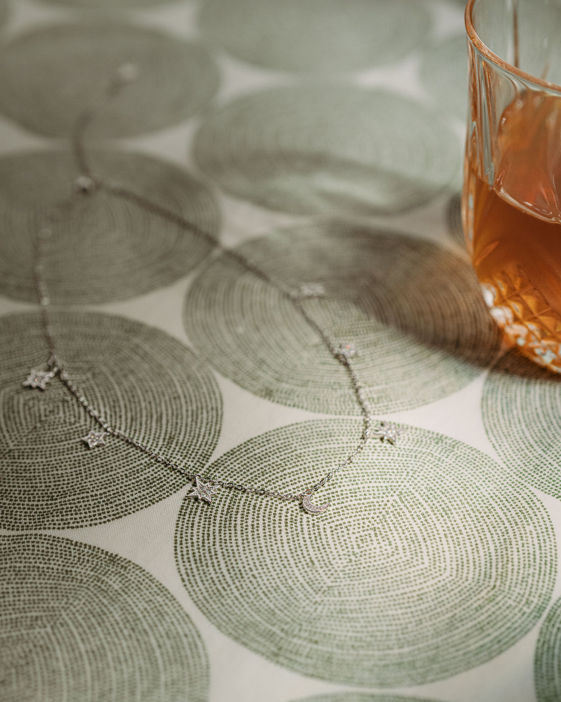 Heavenly Realms Moon & Stars Drop Choker Necklace, White Rhodium, CZ Diamond