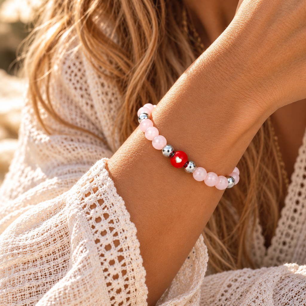 Morganite Heart Bracelet for Love & Glow in Silver | Spiritual Healing Jewelry