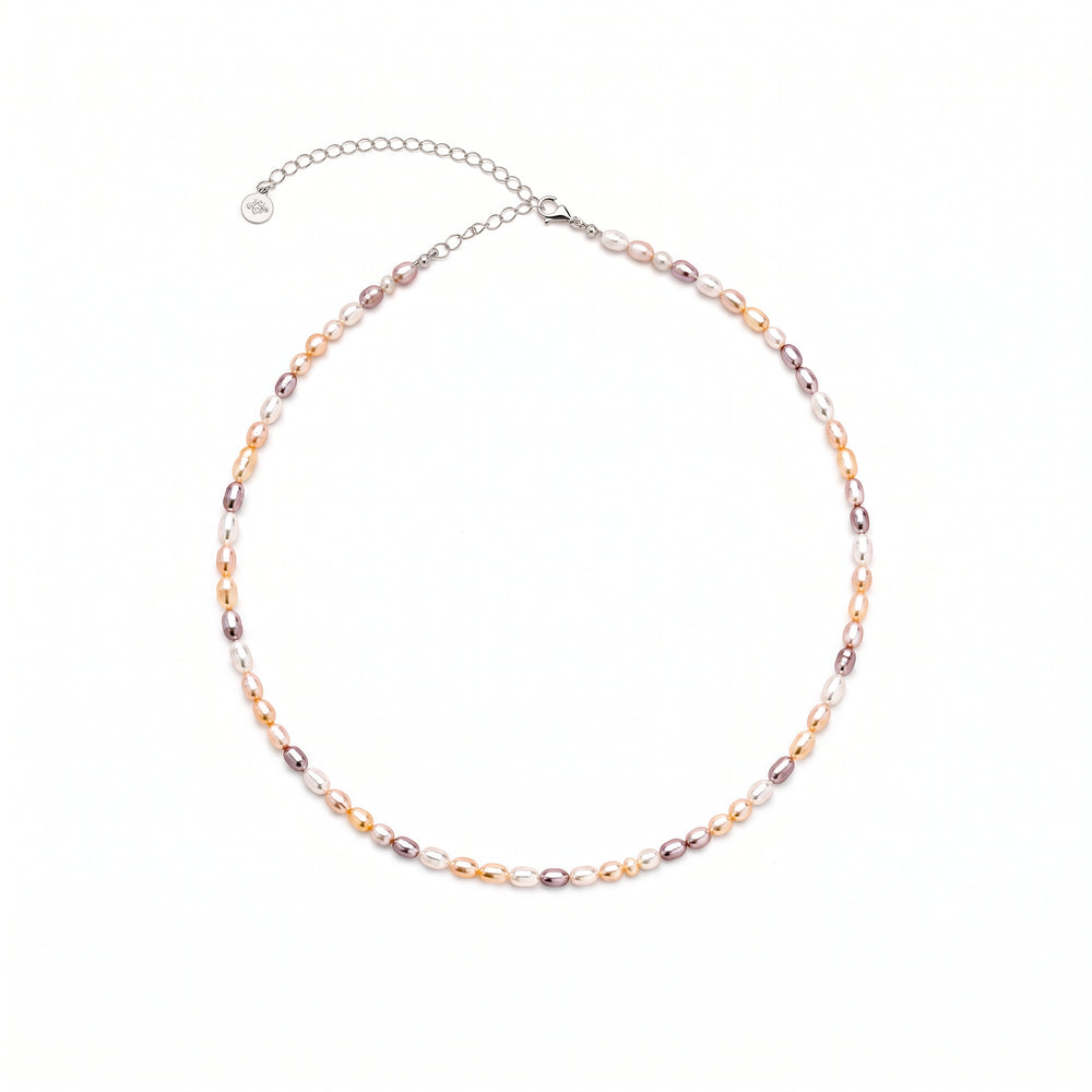 Divine Aura Multi-Color Freshwater Baroque Pearl Choker Necklace | Rhodium Plated