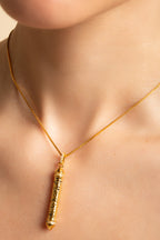 OM MANI PADME HUM Sterling Silver White Topaz Prayer Necklace - White Rhodium - 22 inches