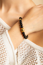 Protection & Strength Onyx Lotus Beaded Bracelet, 18k Gold