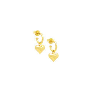 Puffy Heart Dangle Hoop Earrings Spiritual & Minimalist Jewelry - Gold