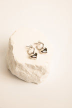 Puffy Heart Dangle Hoop Earrings Spiritual & Minimalist Jewelry - White