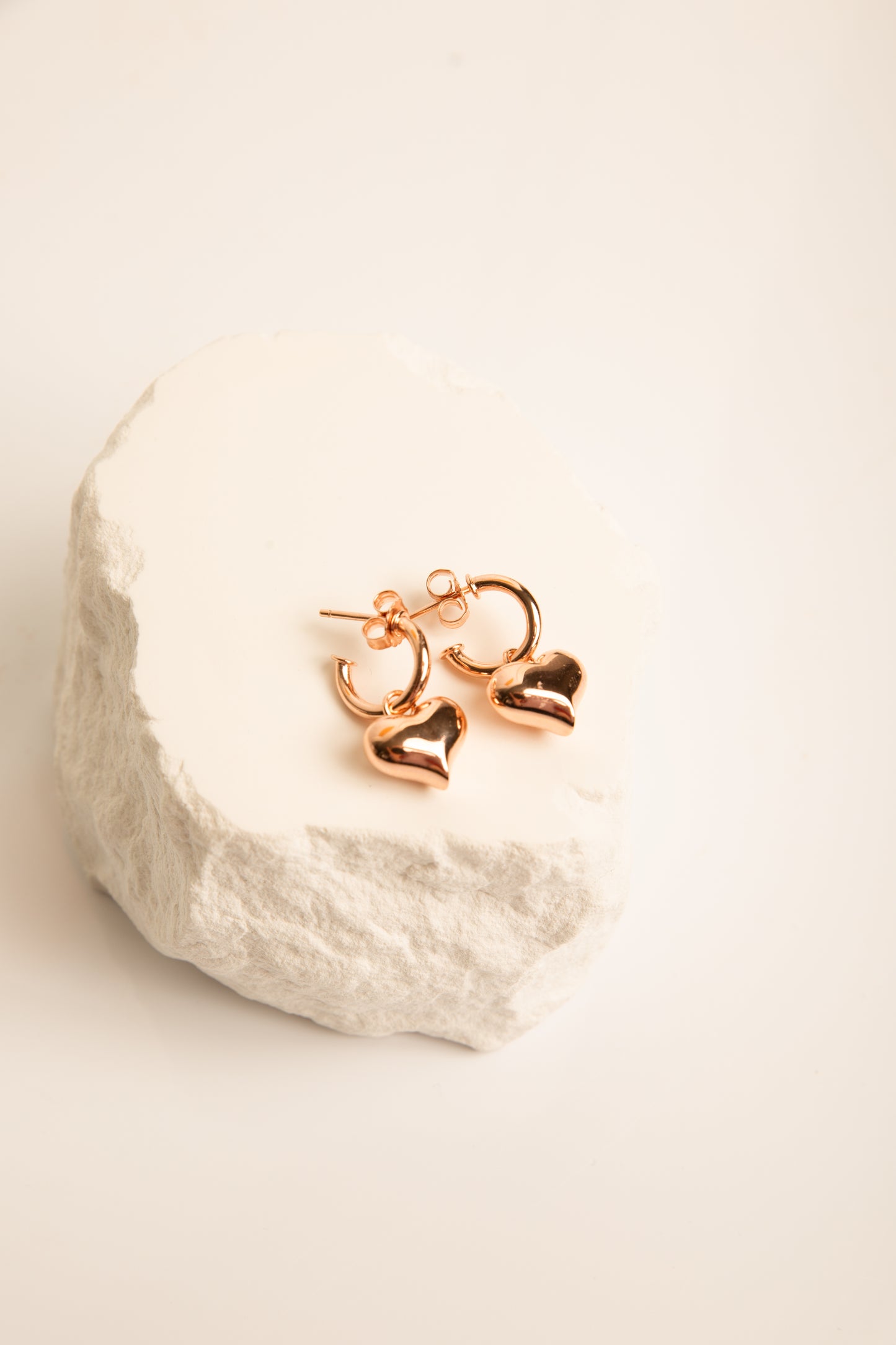 Puffy Heart Dangle Hoop Earrings