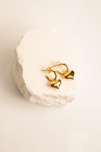 Puffy Heart Dangle Hoop Earrings Spiritual & Minimalist Jewelry - White