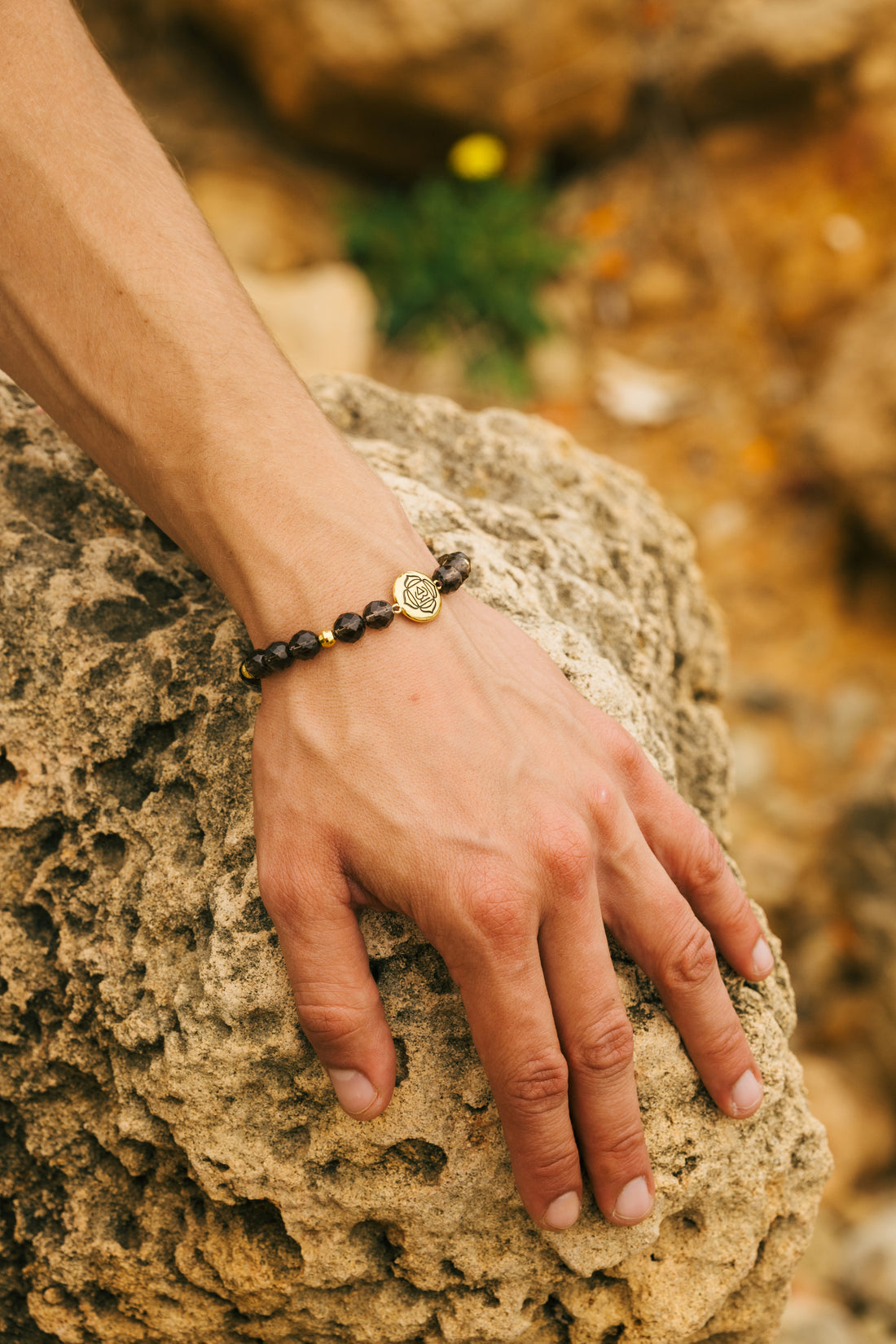 Root Chakra Smoky Quartz Bracelet – Grounded Energy & Calm 18K Gold Plated Healing Jewelry