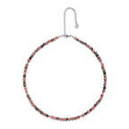 Rhodonite Choker Necklace – Sacred Softness & Compassionate Serenity White Rhodium Plated Gemstone Jewelry