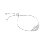Angel Wing Bolo Friendship Bracelet - White Rhodium