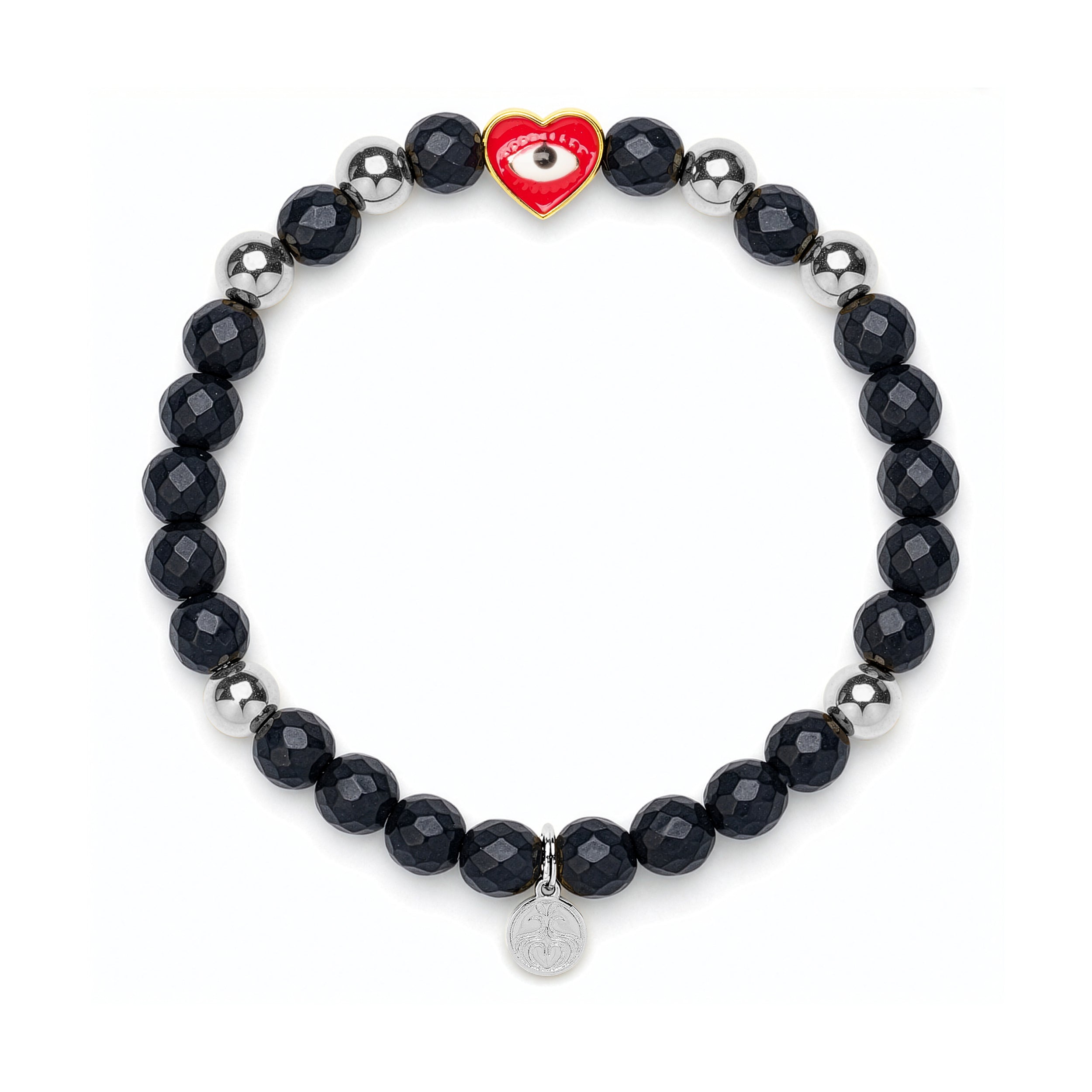 Onyx Heart Bracelet for Protection & Focus in Silver | Spiritual Healing Jewelry