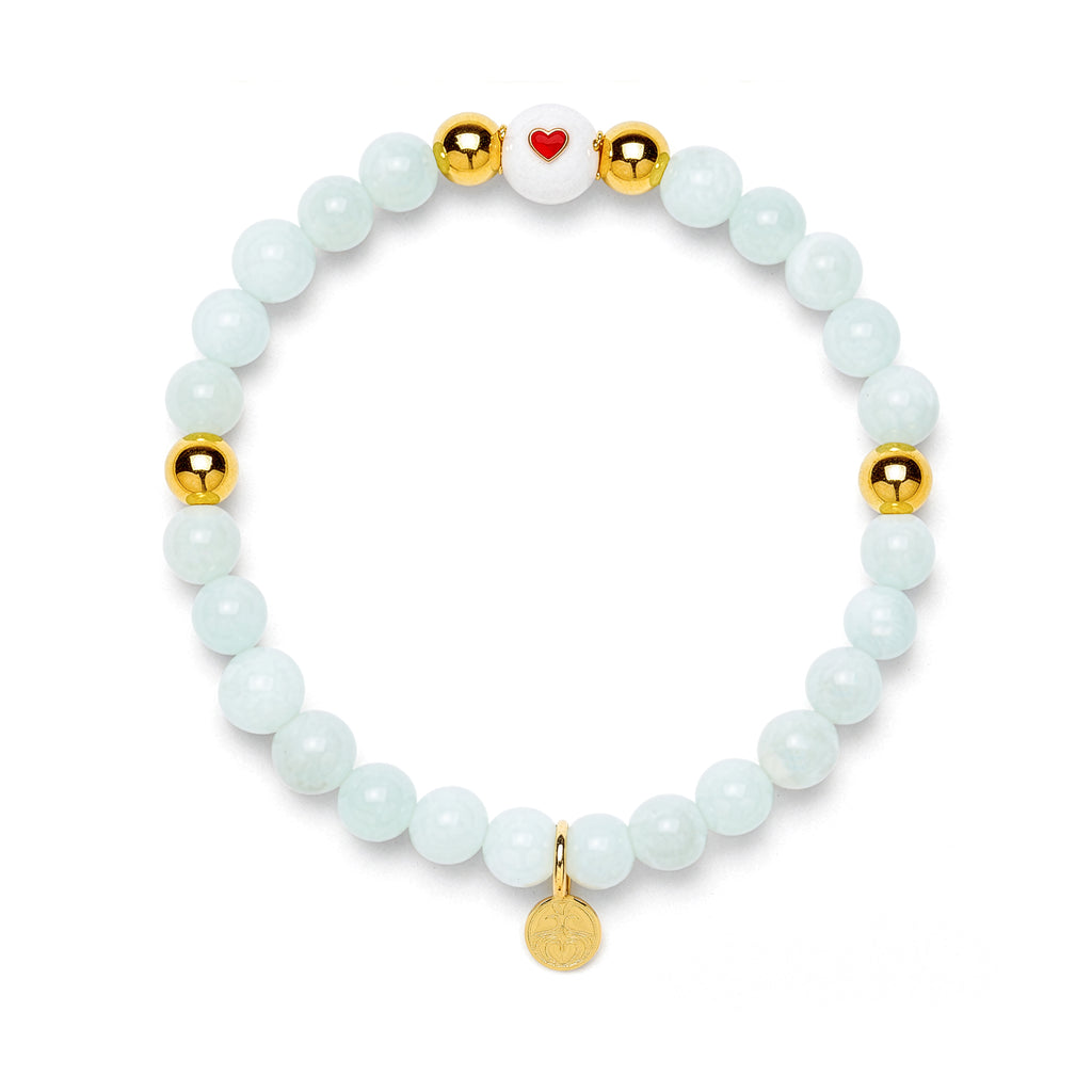 Green Moonstone Heart Bracelet for Balance & Minted Glow in Gold | Spiritual Healing Jewelry