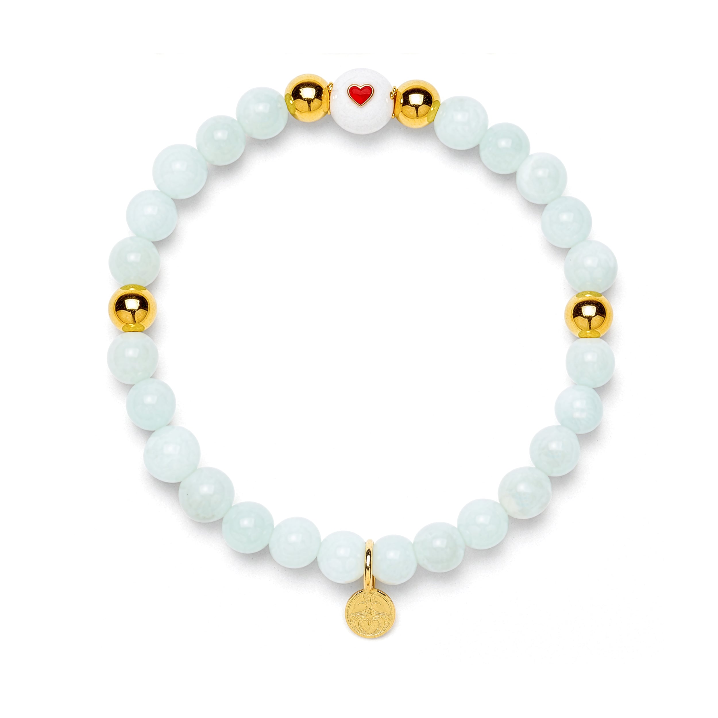 Green Moonstone Heart Bracelet for Balance & Minted Glow in Gold | Spiritual Healing Jewelry