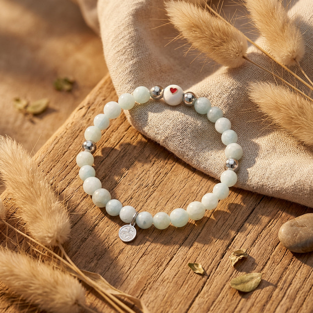 Green Moonstone Heart Bracelet for Balance & Glow in Silver | Spiritual Healing Jewelry