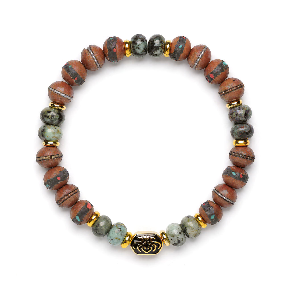 Terra Ascension Bracelet | Sandalwood Beads | African Turquoise | Spiritual Healing Bracelet