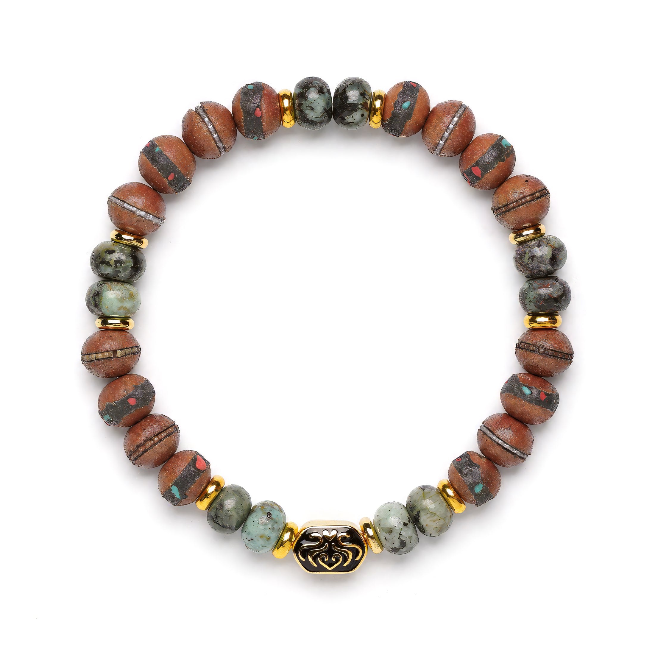 Terra Ascension Bracelet | Sandalwood Beads | African Turquoise | Spiritual Healing Bracelet