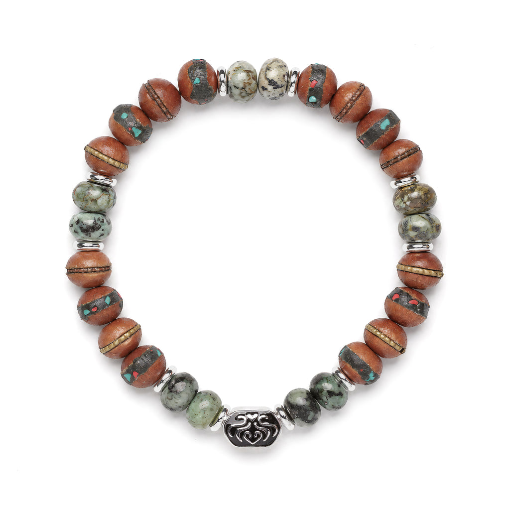 Terra Ascension Bracelet | Sandalwood Beads | African Turquoise | Spiritual Healing Bracelet