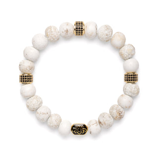Sacred Stillness Bracelet | Rustic White Glass | Black Pave | For Clarity & Renewal | Spiritual Healing Bracelet