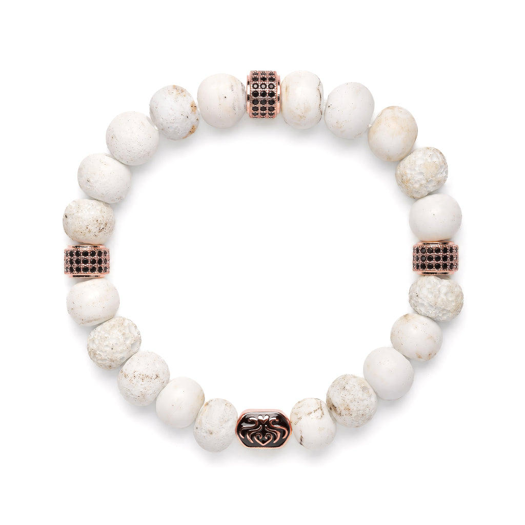 Sacred Stillness Bracelet | Rustic White Glass | Black Pave | For Clarity & Renewal | Spiritual Healing Bracelet