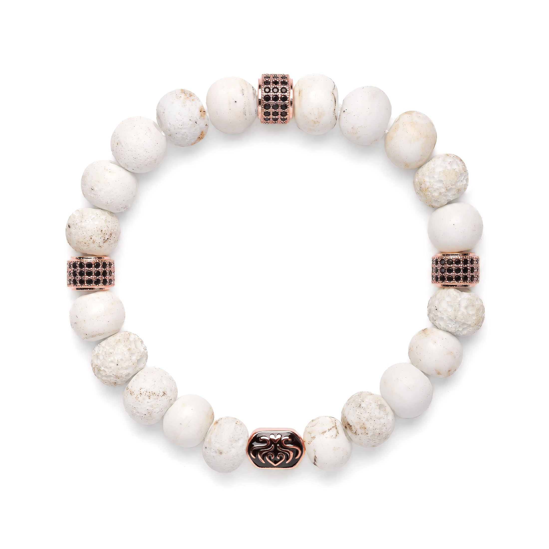 Sacred Stillness Bracelet | Rustic White Glass | Black Pave | For Clarity & Renewal | Spiritual Healing Bracelet