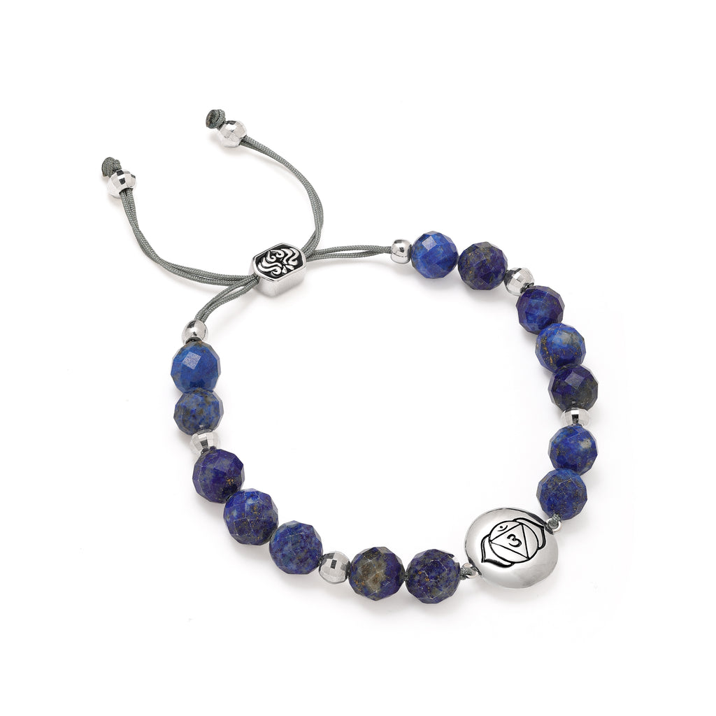 Brow Chakra Lapis Lazuli Bracelet – Psychic Protection & Wisdom 18K Gold Plated Healing Jewelry