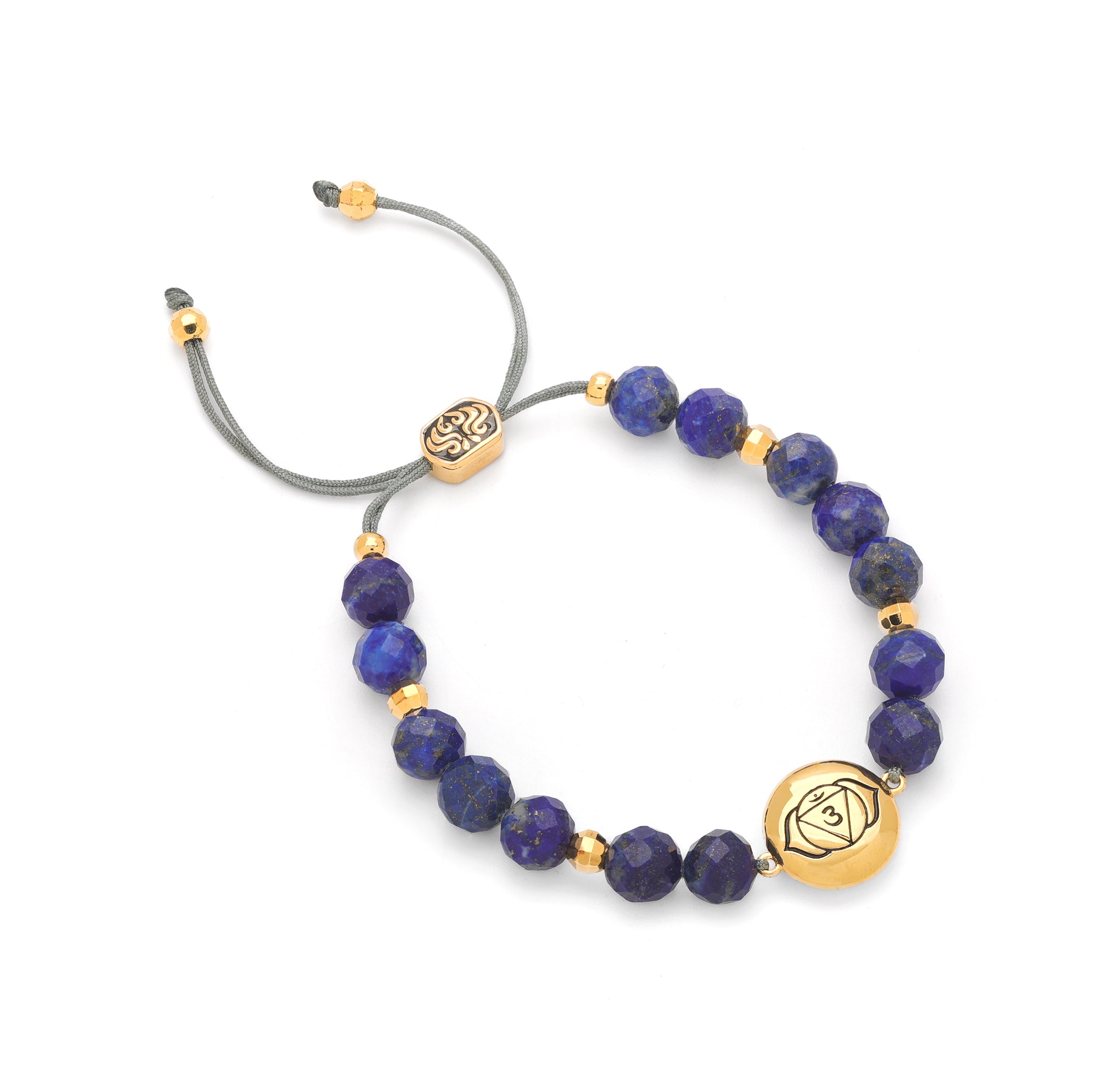 Brow Chakra Lapis Lazuli Bracelet – Psychic Protection & Wisdom 18K Gold Plated Healing Jewelry