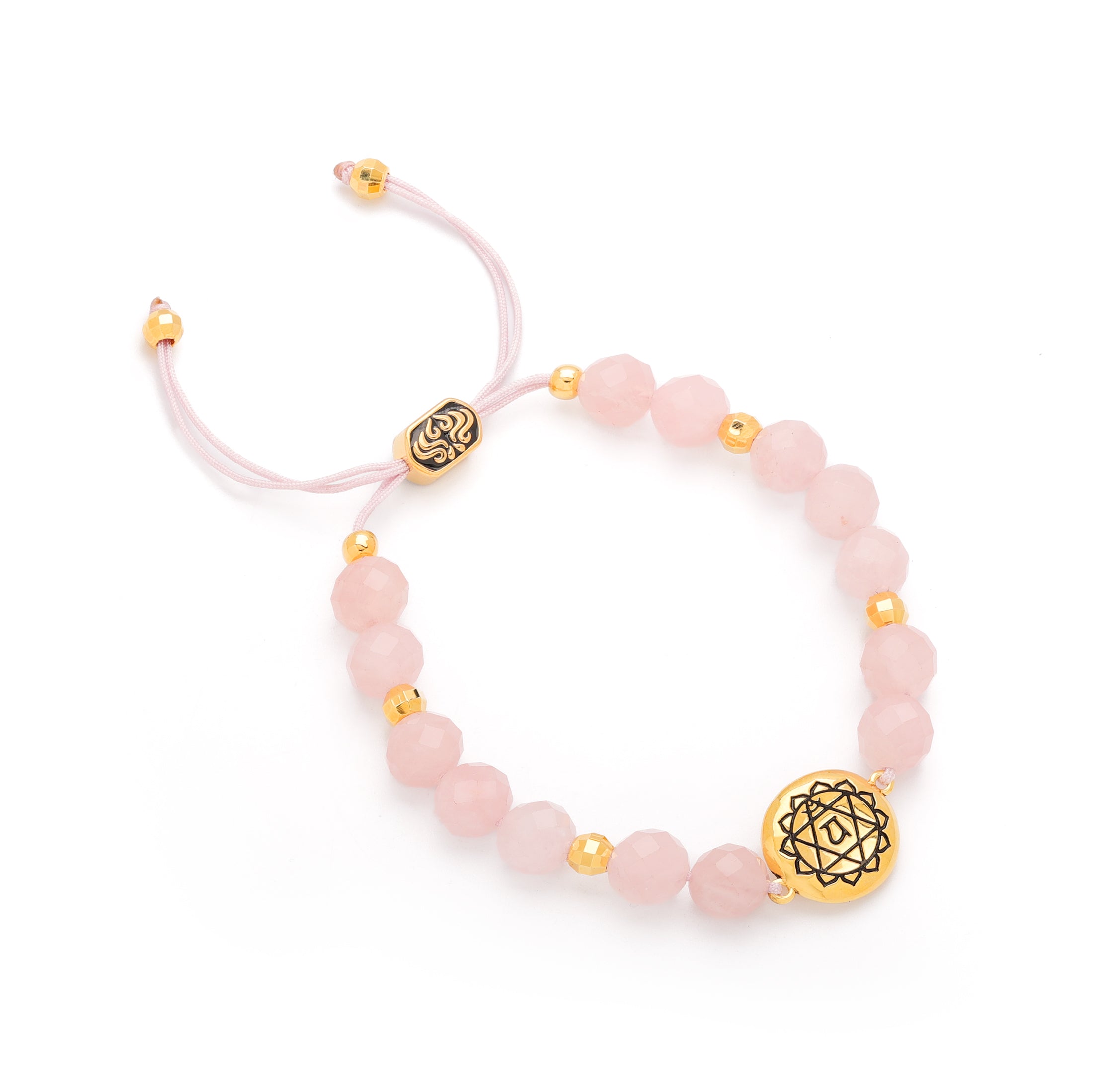 Heart Chakra Rose Quartz Bracelet – Divine Love & Compassion 18K Gold Plated Healing Jewelry