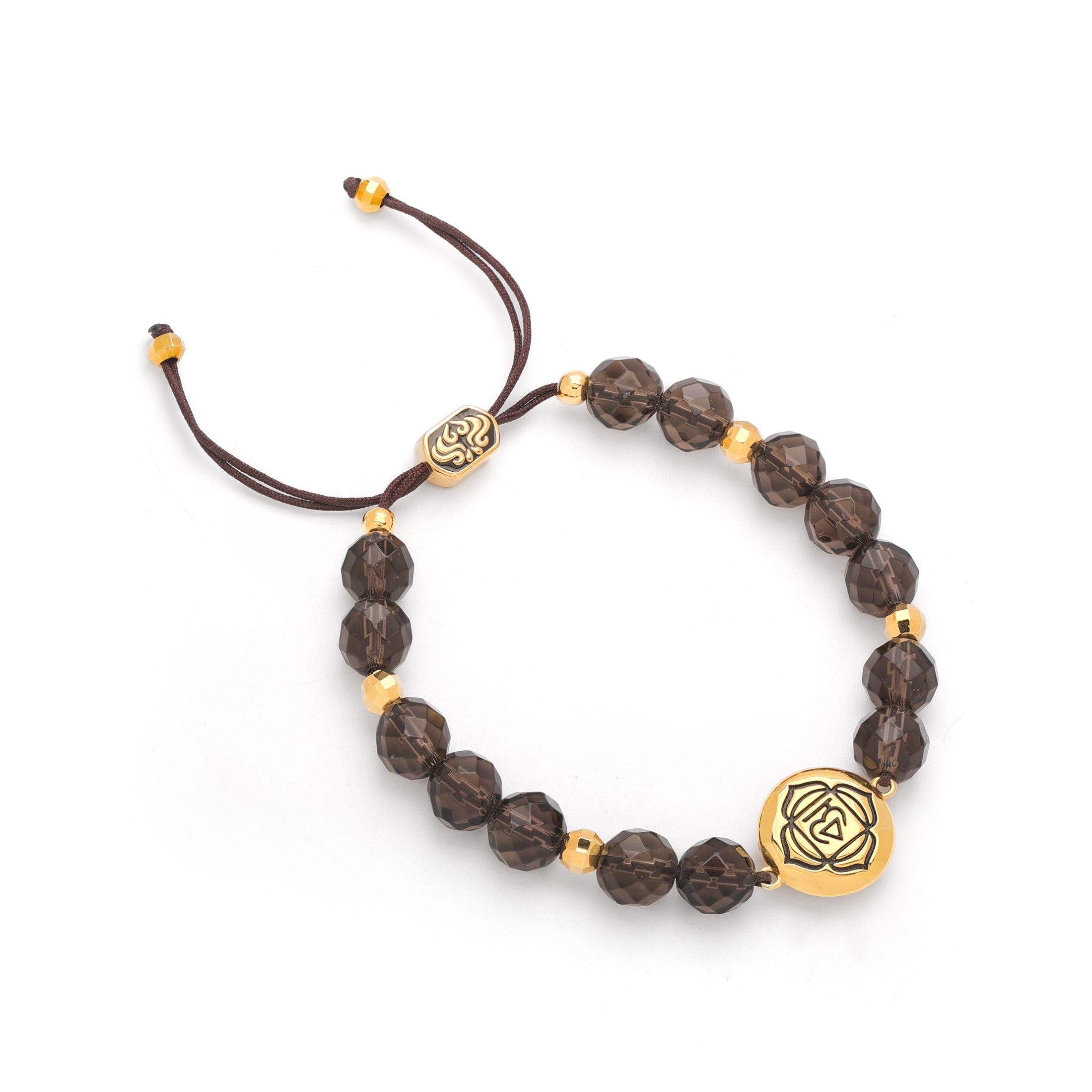 Root Chakra Smoky Quartz Bracelet – Grounded Energy & Calm 18K Gold Plated Healing Jewelry