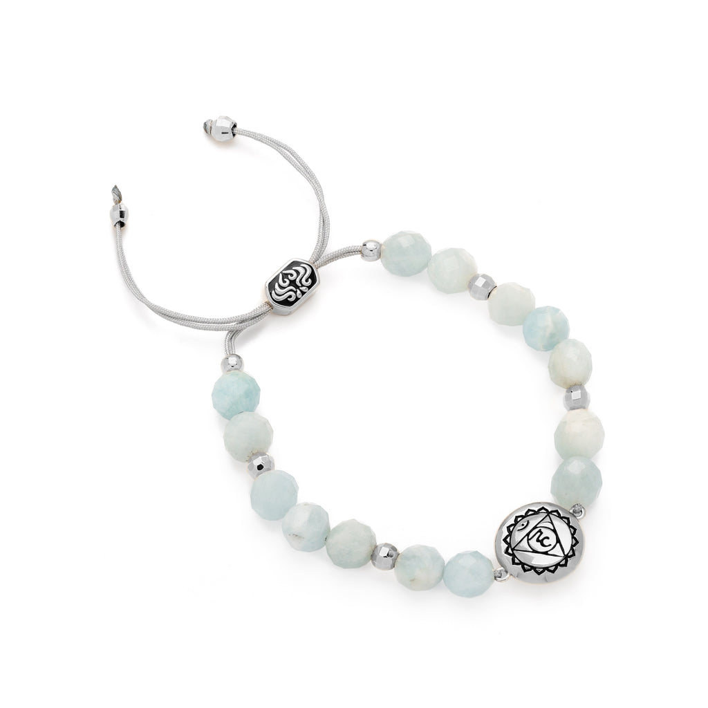 Throat Chakra Aquamarine Bracelet – Inner Peace & Tranquility 18K Gold Plated Healing Jewelry