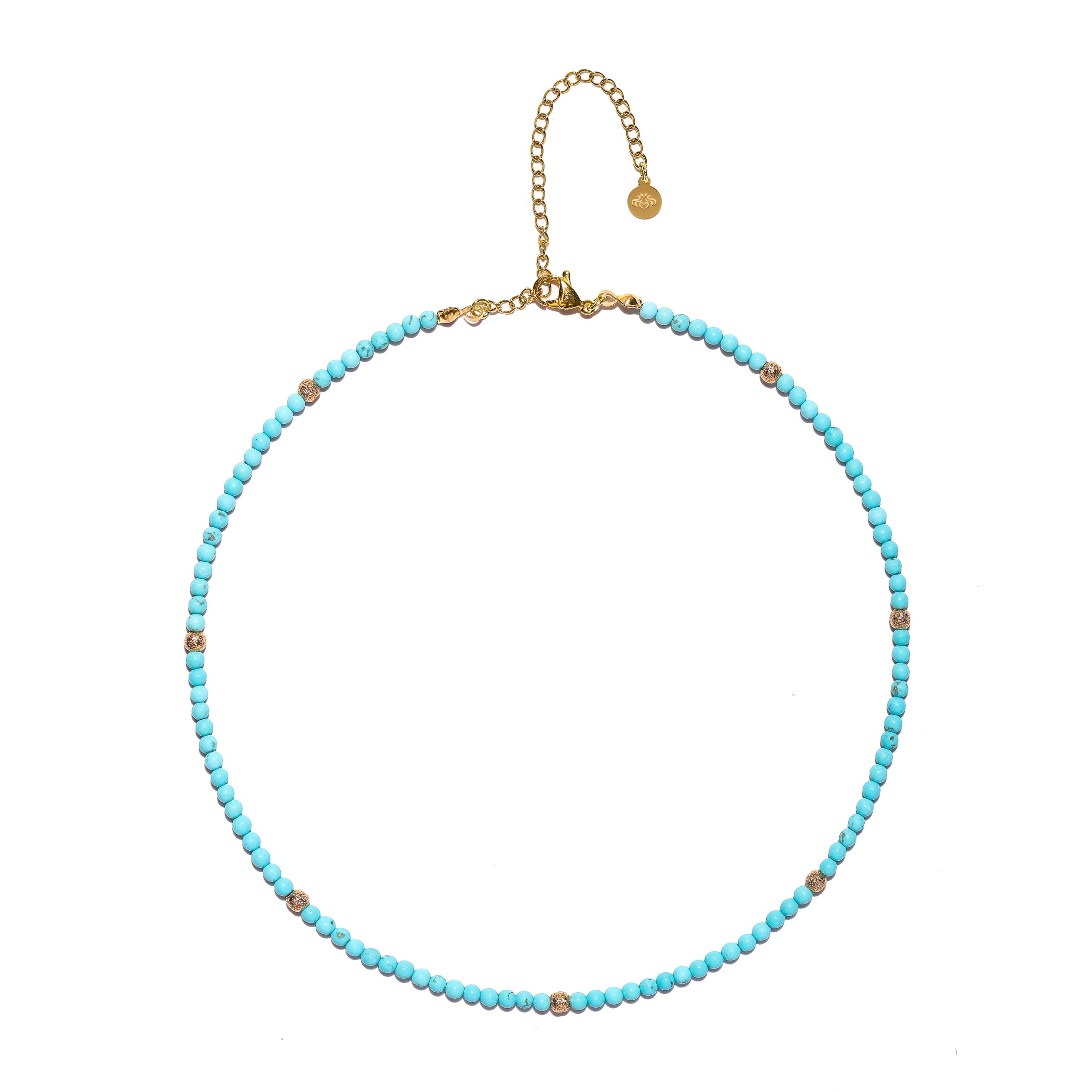 Turquoise & Gold Choker Necklace – Creativity & Confidence Amplifier 18K Gold Plated Gemstone Jewelry