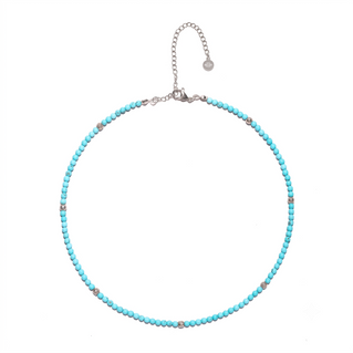 Turquoise & Rhodium Choker Necklace – Creativity & Confidence Amplifier - Gemstone Jewelry (Copy)