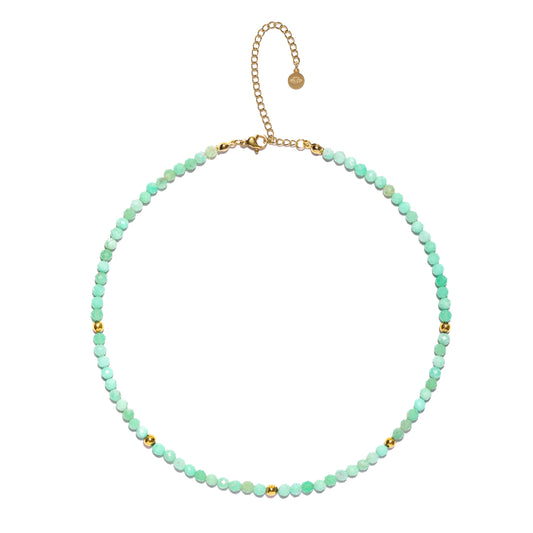 Chrysoprase & Gold, Luminous Abundance Choker Necklace, Adjustable