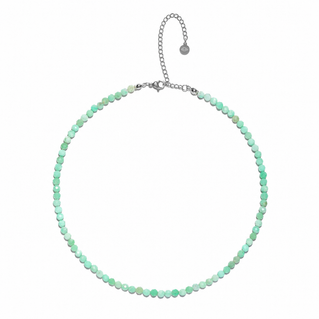 Chrysoprase Choker Necklace For Higher Truth & Uplifting Clarity | Gemstone Jewelry | White Rhodium