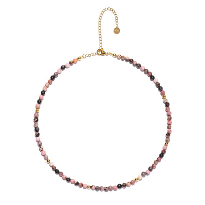 Rhodonite Choker Necklace, Sacred Softness & Compassionate Serenity, Adjustable