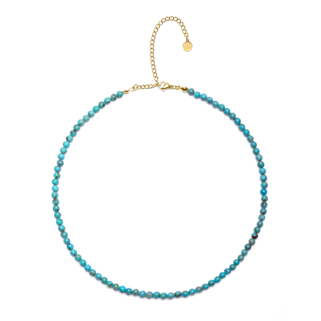 Turquoise Choker Necklace – Success & Good Fortune Amplifier 18K Gold Plated Gemstone Jewelry