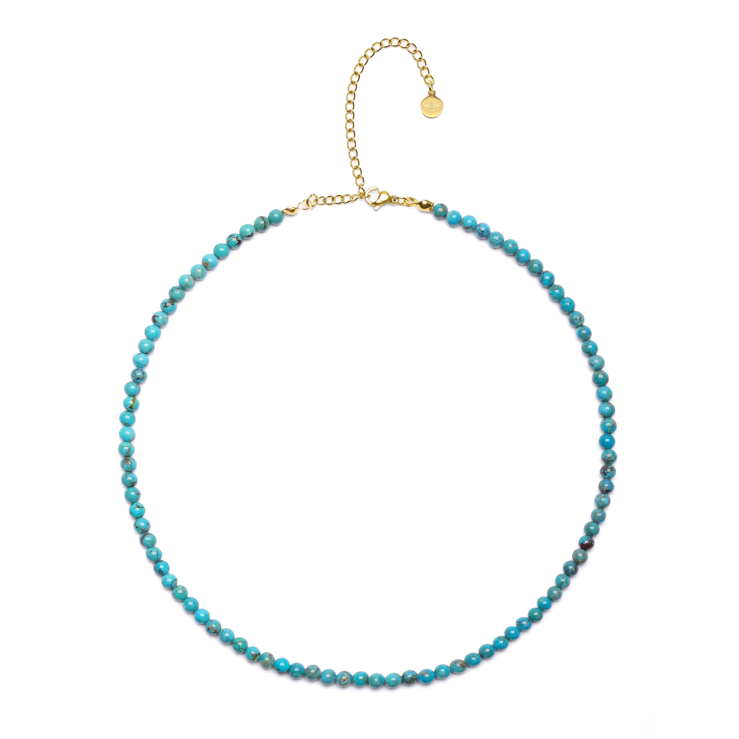 Turquoise Choker Necklace – Success & Good Fortune Amplifier 18K Gold Plated Gemstone Jewelry